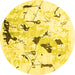 Round Solid Yellow Modern Rug, con2274yw