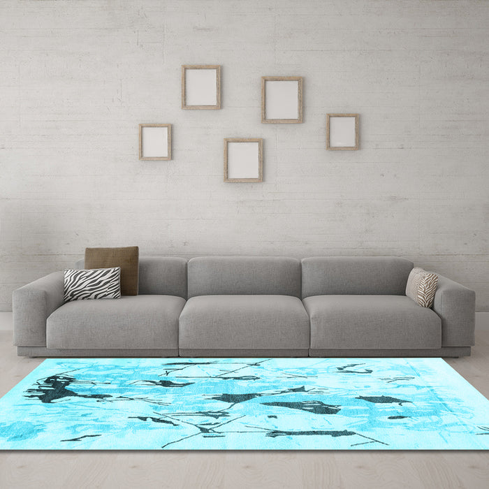 Machine Washable Solid Light Blue Modern Rug in a Living Room, wshcon2274lblu