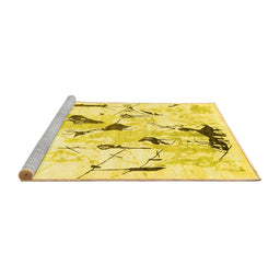 Sideview of Machine Washable Solid Yellow Modern Rug, wshcon2274yw