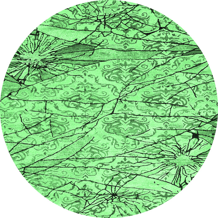Round Abstract Emerald Green Contemporary Rug, con2275emgrn