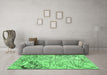 Machine Washable Abstract Emerald Green Contemporary Area Rugs in a Living Room,, wshcon2275emgrn