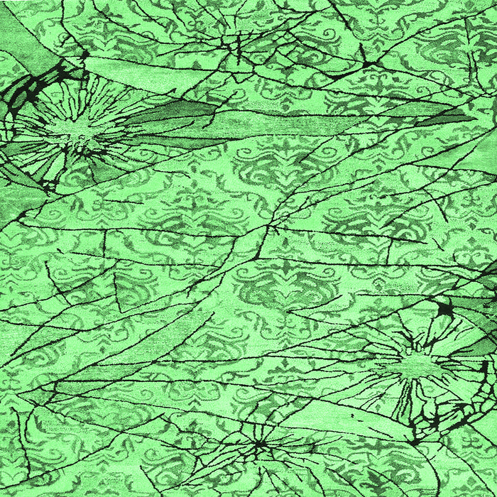 Square Machine Washable Abstract Emerald Green Contemporary Area Rugs, wshcon2275emgrn