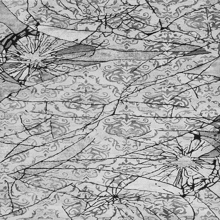 Round Machine Washable Abstract Gray Contemporary Rug, wshcon2275gry