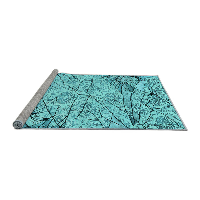 Sideview of Machine Washable Abstract Light Blue Contemporary Rug, wshcon2275lblu