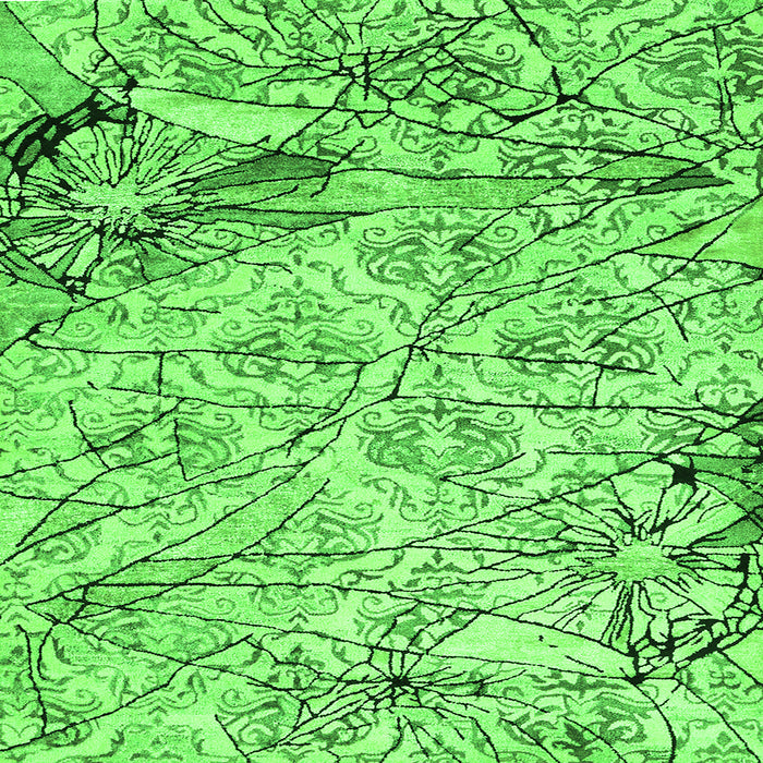 Serging Thickness of Abstract Green Contemporary Rug, con2275grn