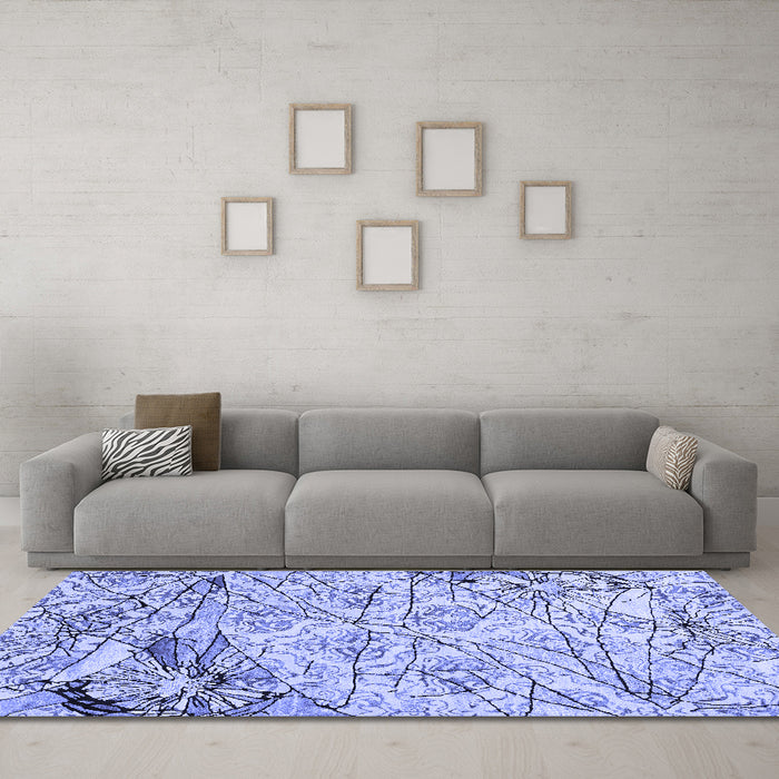 Machine Washable Abstract Blue Contemporary Rug in a Living Room, wshcon2275blu