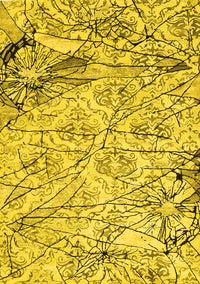 Abstract Yellow Contemporary Rug, con2275yw