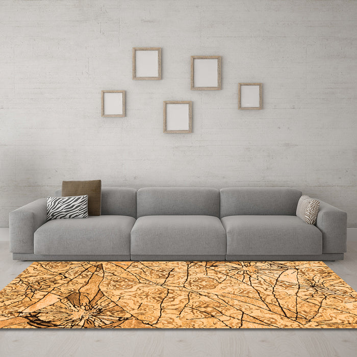 Machine Washable Abstract Orange Contemporary Area Rugs in a Living Room, wshcon2275org