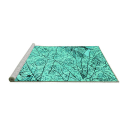 Sideview of Machine Washable Abstract Turquoise Contemporary Area Rugs, wshcon2275turq