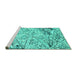 Sideview of Machine Washable Abstract Turquoise Contemporary Area Rugs, wshcon2275turq