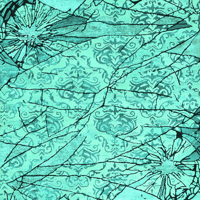 Machine Washable Abstract Turquoise Contemporary Area Rugs, wshcon2275turq