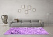 Machine Washable Abstract Purple Contemporary Area Rugs in a Living Room, wshcon2275pur