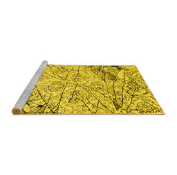 Sideview of Machine Washable Abstract Yellow Contemporary Rug, wshcon2275yw