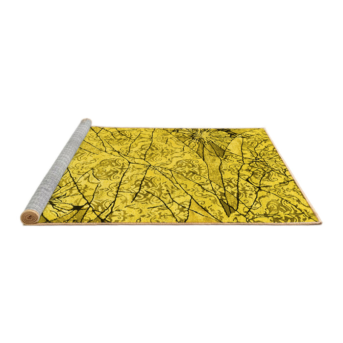 Sideview of Machine Washable Abstract Yellow Contemporary Rug, wshcon2275yw