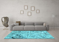 Machine Washable Abstract Light Blue Contemporary Rug, wshcon2275lblu