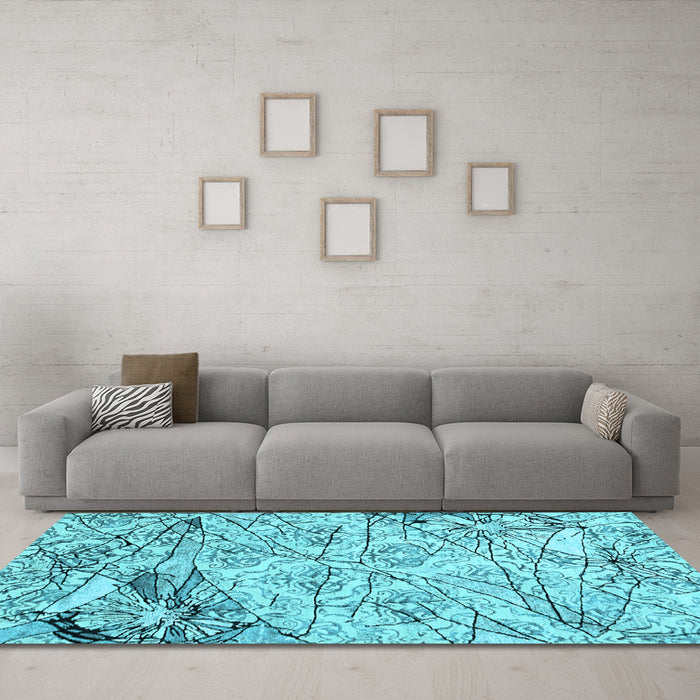 Machine Washable Abstract Light Blue Contemporary Rug in a Living Room, wshcon2275lblu