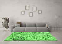 Machine Washable Abstract Green Contemporary Rug, wshcon2275grn