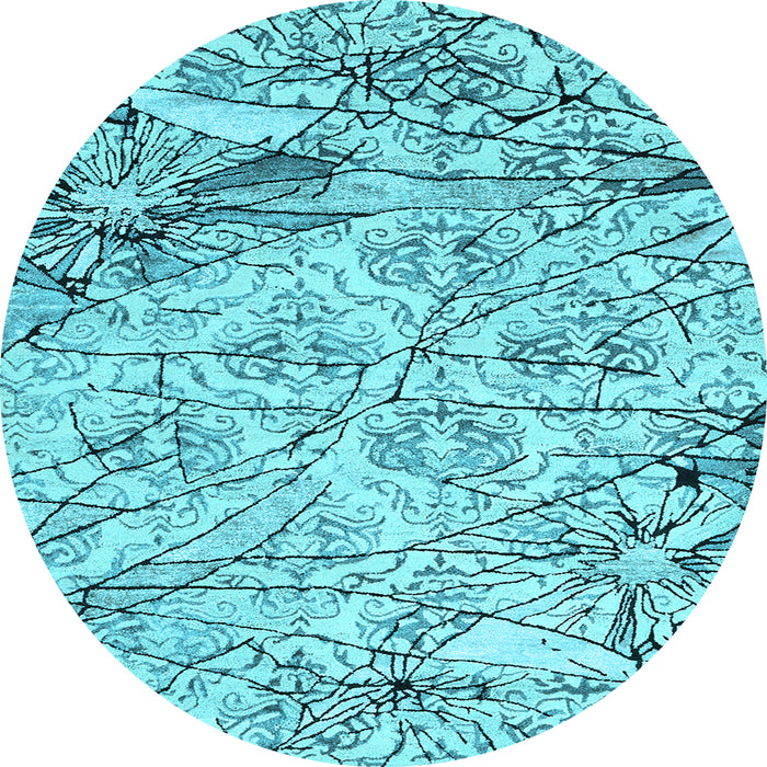 Round Machine Washable Abstract Light Blue Contemporary Rug, wshcon2275lblu