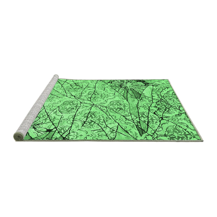 Sideview of Machine Washable Abstract Emerald Green Contemporary Area Rugs, wshcon2275emgrn