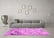 Machine Washable Abstract Pink Contemporary Rug in a Living Room, wshcon2275pnk