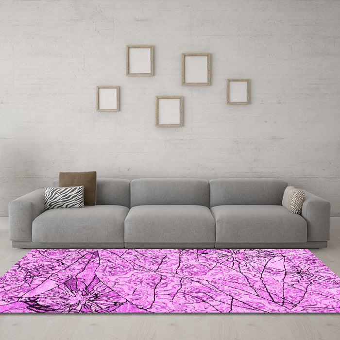 Machine Washable Abstract Pink Contemporary Rug in a Living Room, wshcon2275pnk
