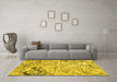 Machine Washable Abstract Yellow Contemporary Rug in a Living Room, wshcon2275yw