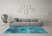 Machine Washable Patchwork Light Blue Transitional Rug in a Living Room, wshcon2276lblu