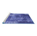 Sideview of Machine Washable Patchwork Blue Transitional Rug, wshcon2276blu