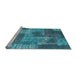 Sideview of Machine Washable Patchwork Light Blue Transitional Rug, wshcon2276lblu