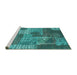 Sideview of Machine Washable Patchwork Turquoise Transitional Area Rugs, wshcon2276turq
