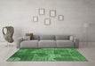 Machine Washable Patchwork Emerald Green Transitional Area Rugs in a Living Room,, wshcon2276emgrn