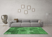 Machine Washable Patchwork Emerald Green Transitional Rug, wshcon2276emgrn