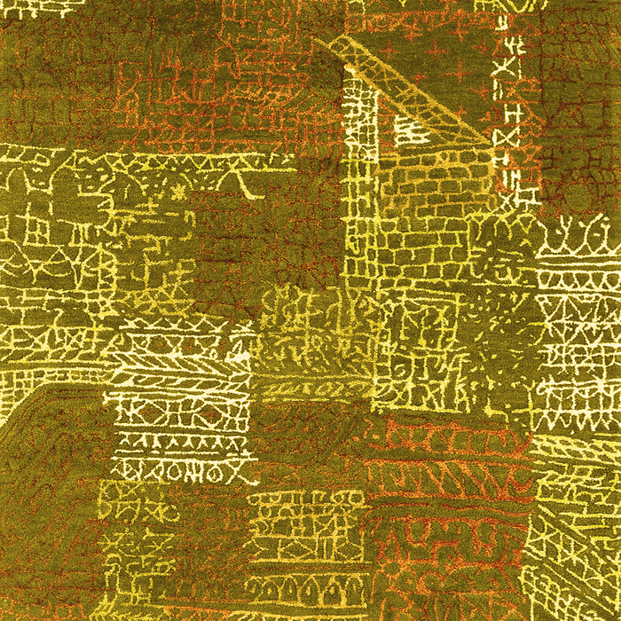 Patchwork Yellow Transitional Rug, con2276yw