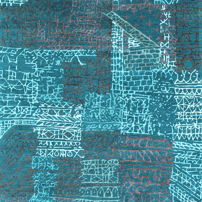 Patchwork Light Blue Transitional Rug, con2276lblu