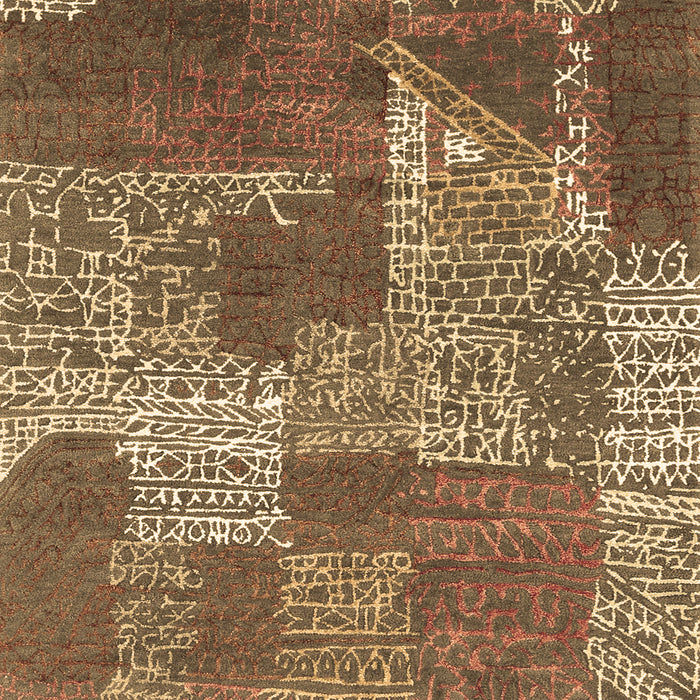 Patchwork Brown Transitional Rug, con2276brn