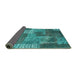 Sideview of Patchwork Turquoise Transitional Rug, con2276turq