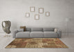 Machine Washable Patchwork Brown Transitional Rug in a Living Room,, wshcon2276brn