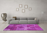 Machine Washable Patchwork Pink Transitional Rug, wshcon2276pnk