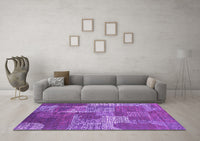 Machine Washable Patchwork Purple Transitional Rug, wshcon2276pur