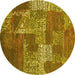 Round Patchwork Yellow Transitional Rug, con2276yw