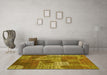 Machine Washable Patchwork Yellow Transitional Rug in a Living Room, wshcon2276yw