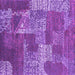 Square Machine Washable Patchwork Purple Transitional Area Rugs, wshcon2276pur