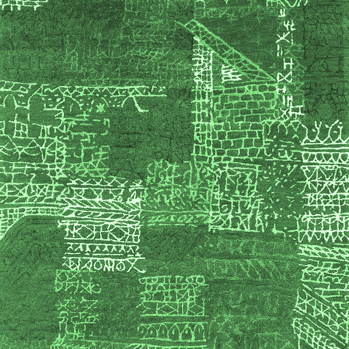 Machine Washable Patchwork Emerald Green Transitional Area Rugs, wshcon2276emgrn