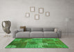 Machine Washable Patchwork Green Transitional Area Rugs in a Living Room,, wshcon2276grn