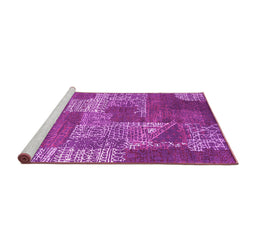 Sideview of Machine Washable Patchwork Pink Transitional Rug, wshcon2276pnk