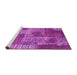 Sideview of Machine Washable Patchwork Pink Transitional Rug, wshcon2276pnk