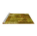 Sideview of Machine Washable Patchwork Yellow Transitional Rug, wshcon2276yw