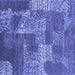 Square Machine Washable Patchwork Blue Transitional Rug, wshcon2276blu