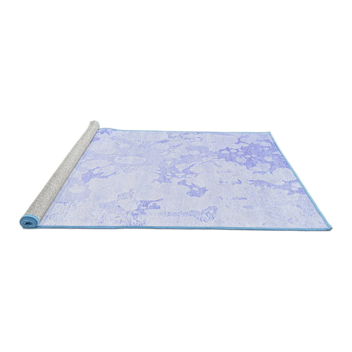 Sideview of Machine Washable Abstract Blue Contemporary Rug, wshcon2277blu