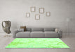 Machine Washable Abstract Green Contemporary Area Rugs in a Living Room,, wshcon2277grn